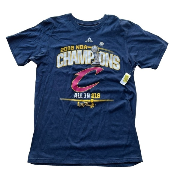 Adidas NBA Basketball Cleveland Cavs T-Shirt 2016 Champions Blue Size Medium NWT - Picture 1 of 5